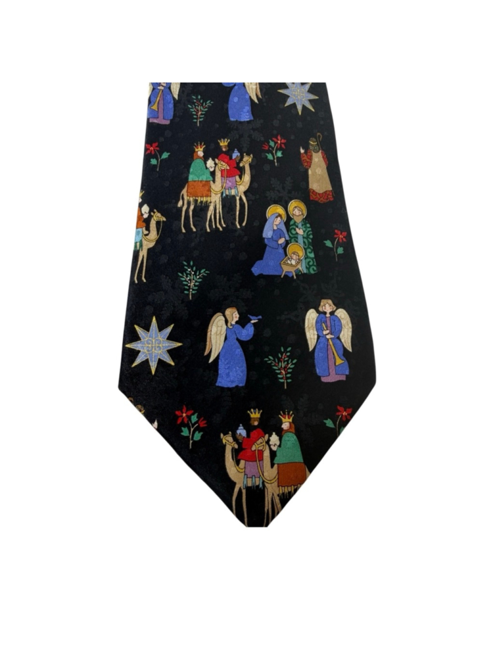 American Greetings Nativity Christmas Tie Wise Men Angels Holiday Silk Necktie